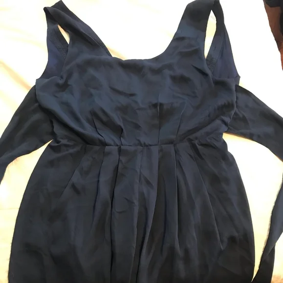 Navy Blue Pleated Romper - Picture 5 of 5